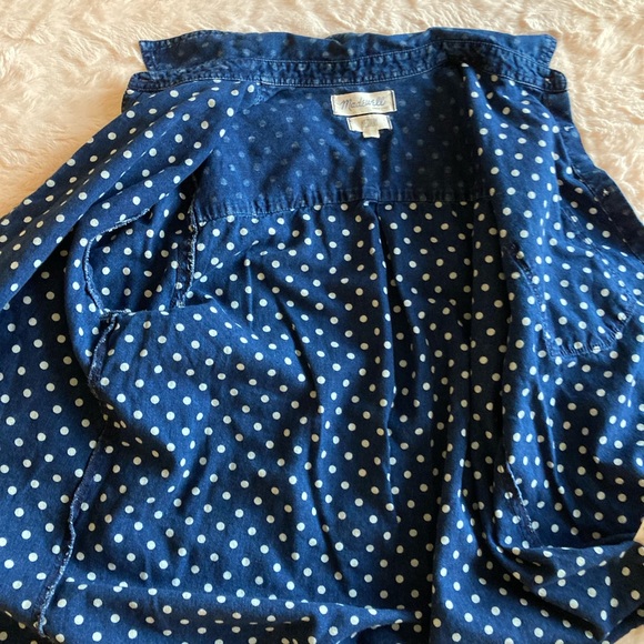 Madewell Polkadot Denim Button Down Shirt - Picture 3 of 12